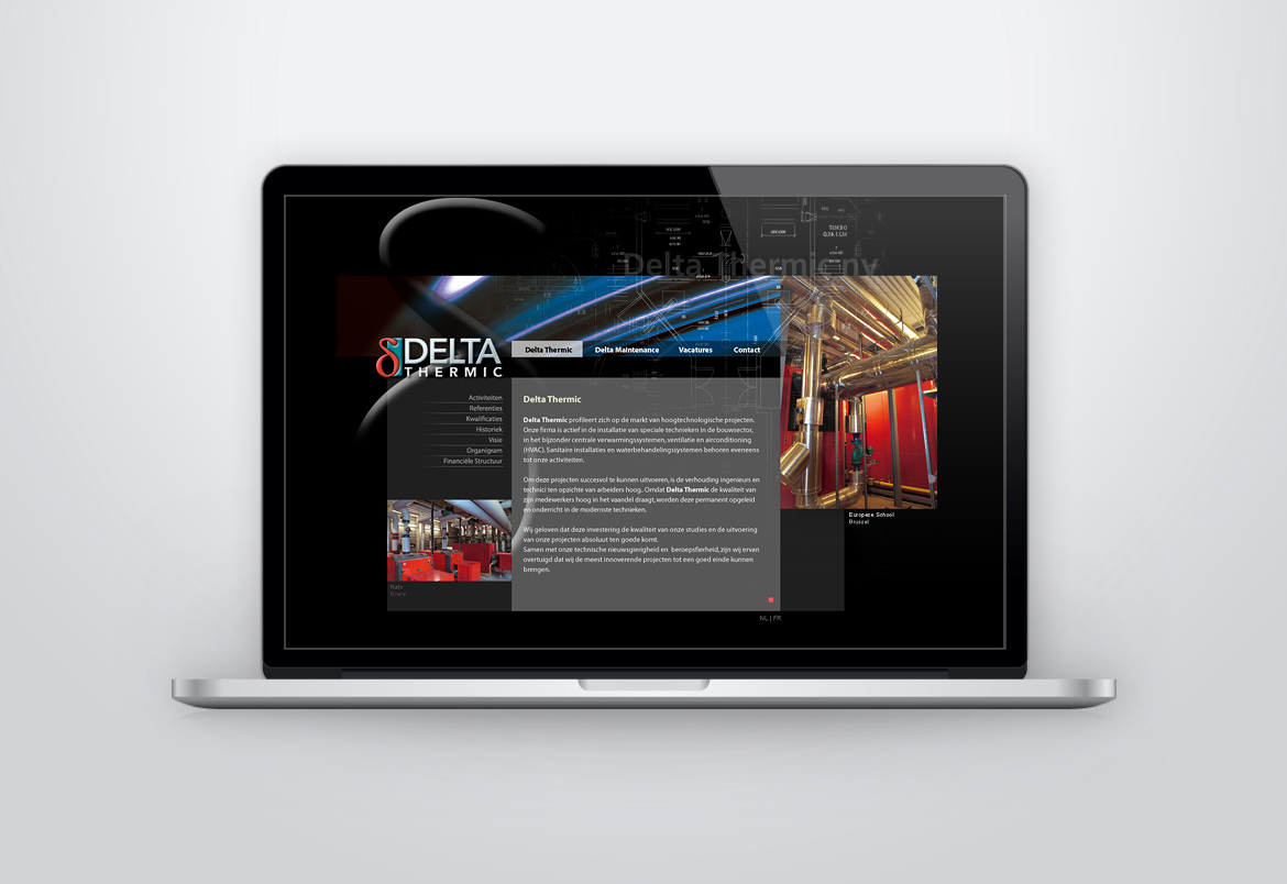 Delta Thermic website design by Bert Vanden Berghe for Graffito nv