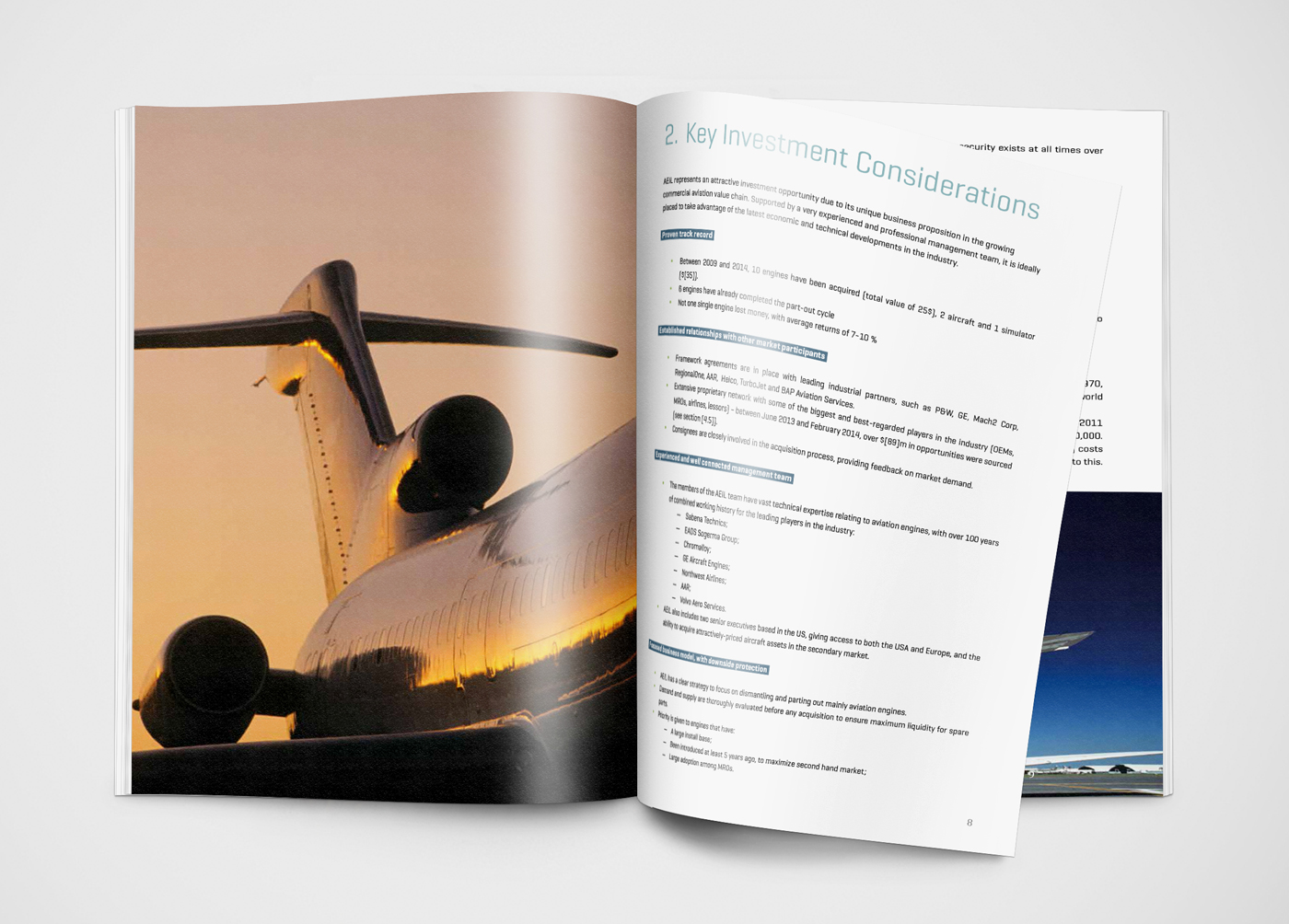 Aero Invest brochure design by Bert Vanden Berghe - spread