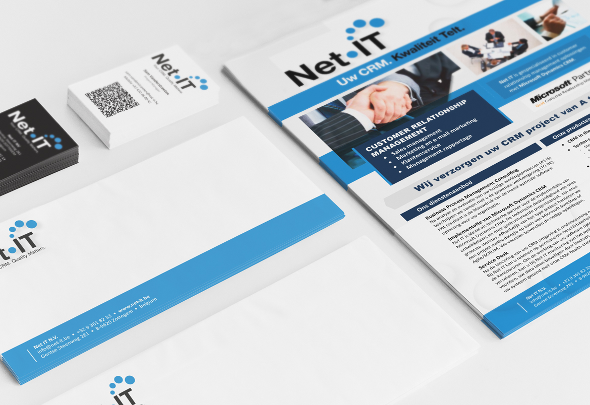Net IT logo redesign + housestyle - folders and stationary - design by Bert Vanden Berghe